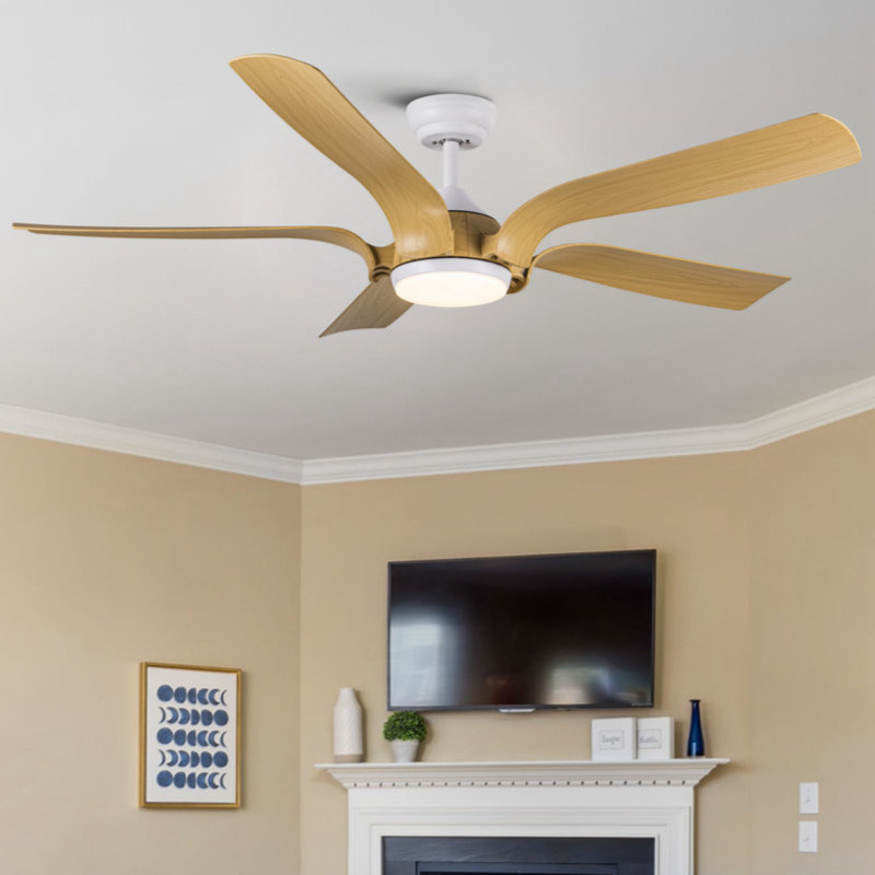 Klaudius 56'' Ceiling Fan with LED Lights, Antique Yellow, Gray