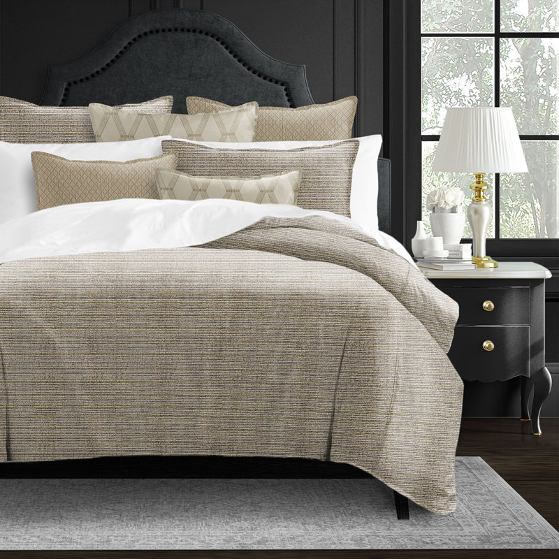 Metallic Thread Pyrite, Queen Duvet Cover + 2 Standard Shams