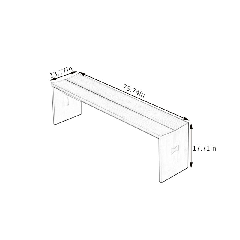 Solid Wood V-shaped Bench Solid Wood Bench, 17.71" H x 78.74" W x 13.77" D