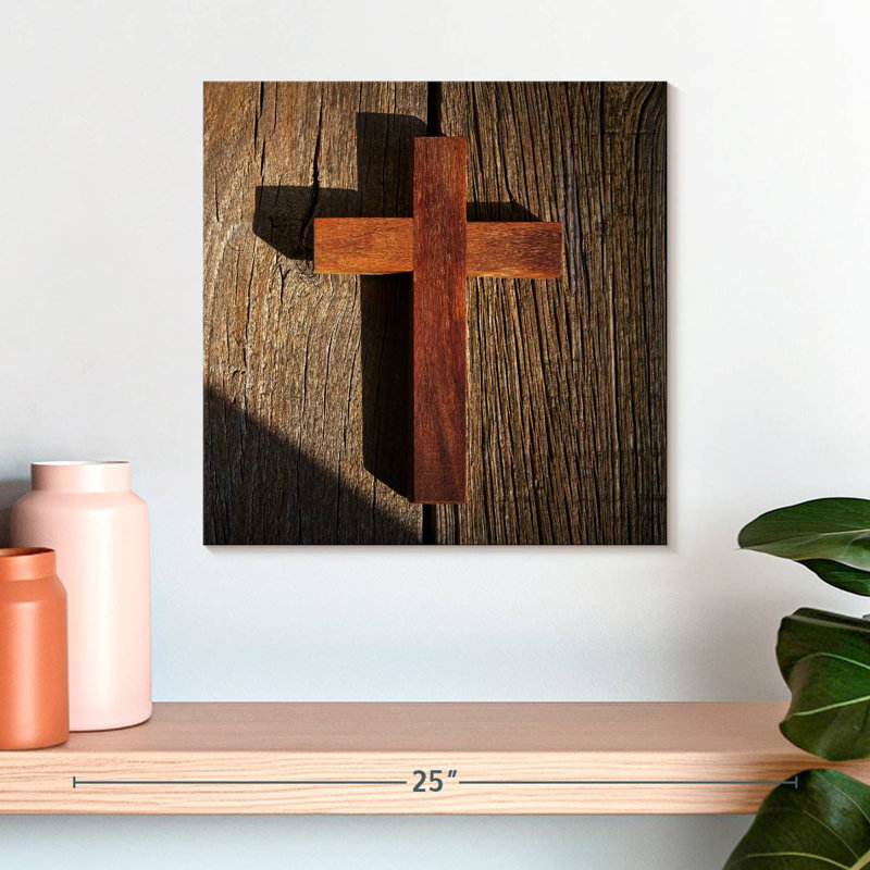 Croix en bois Javetta Sunlit, H 16 po x l 16 po
