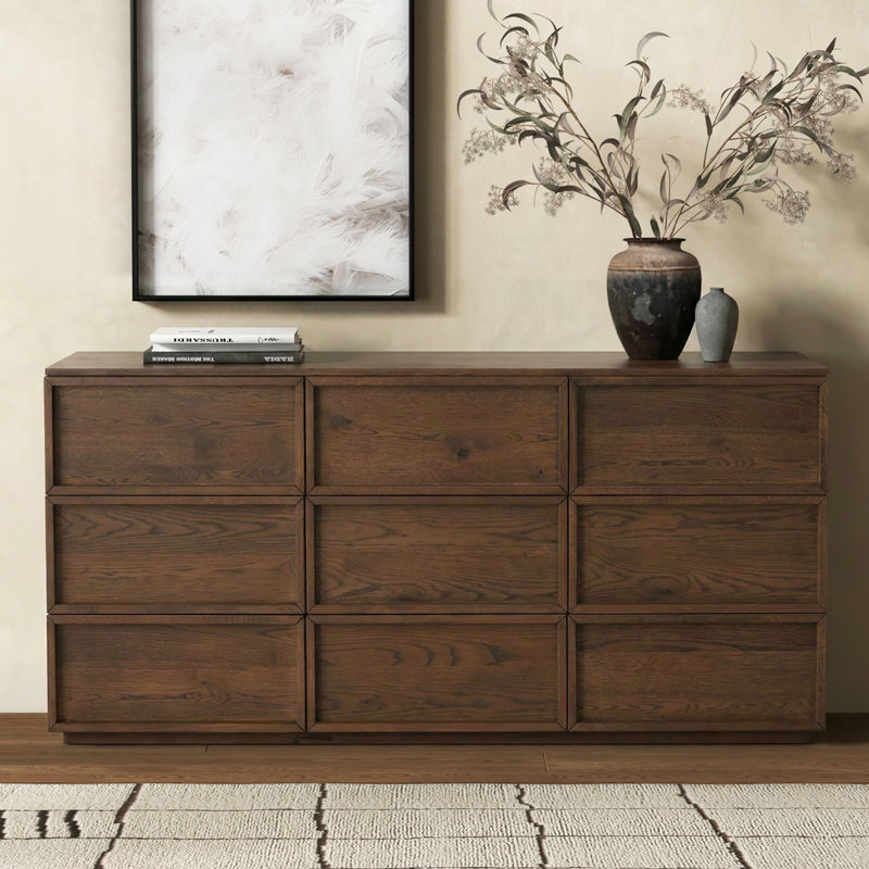 Commode 9 tiroirs Hudson, Chêne moyen