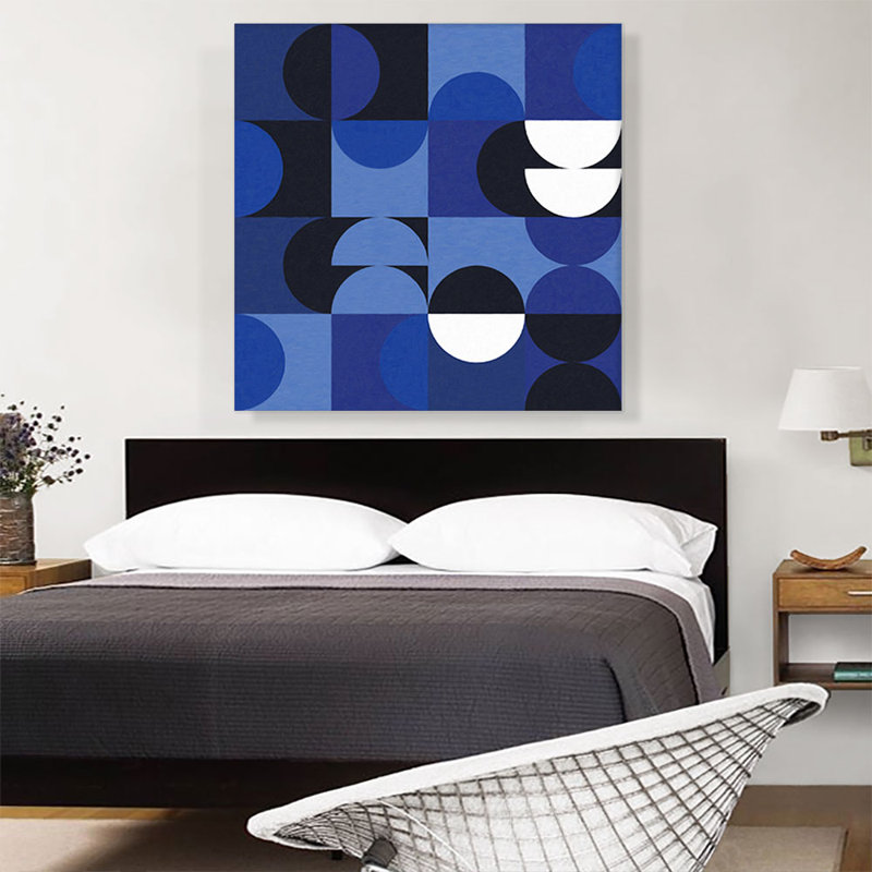 «Mid-Century Modern Feeling Blue», impression sur toile tendue, H 36 po x l 36 po x P 0,75 po