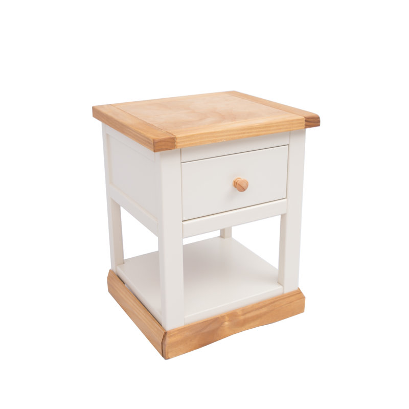 Dania 45cm W Plywood / Laminate Board Bedside Table, White/Oak
