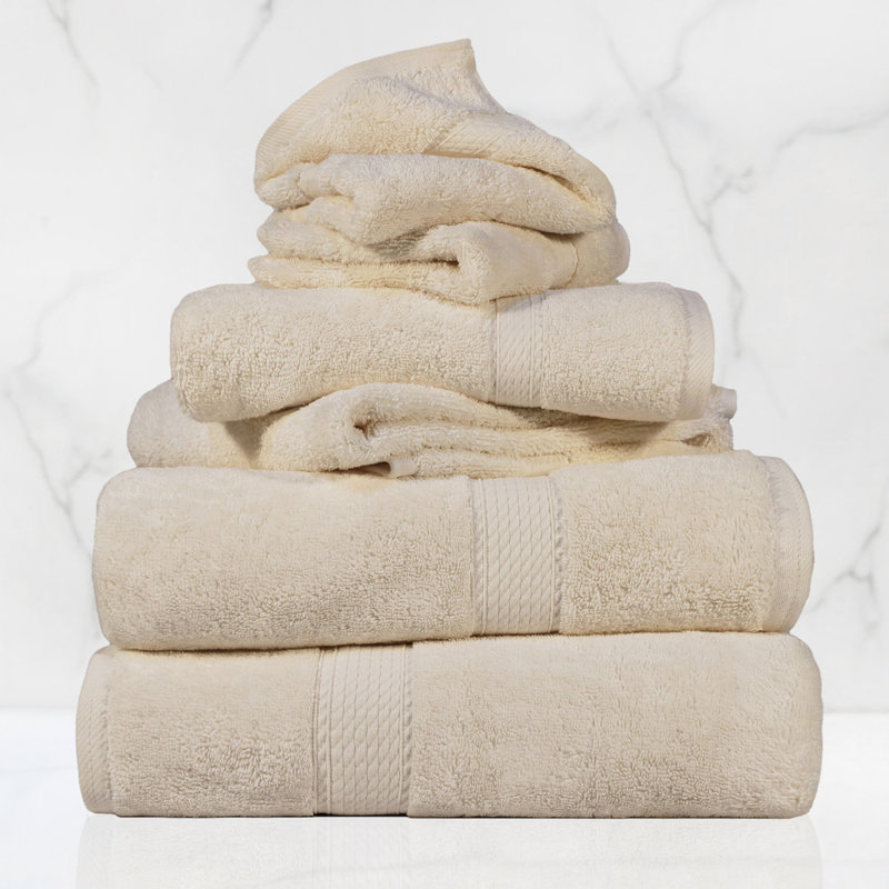 Scotia Certified Egyptian Cotton Bath Towel Set, Cream, 6Pc Towel Set  (2Bath, 2Hand, 2Face)