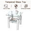 Ensemble de table de salon 3 pièces avec plateau en verre, pieds en métal et 2 tablettes de rangement Esbeidy, comprenant 1 table basse et 2 tables de bout-564030848-564030850
