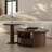 Walnut Solid + Manufactured Wood Round Coffee Table Sets