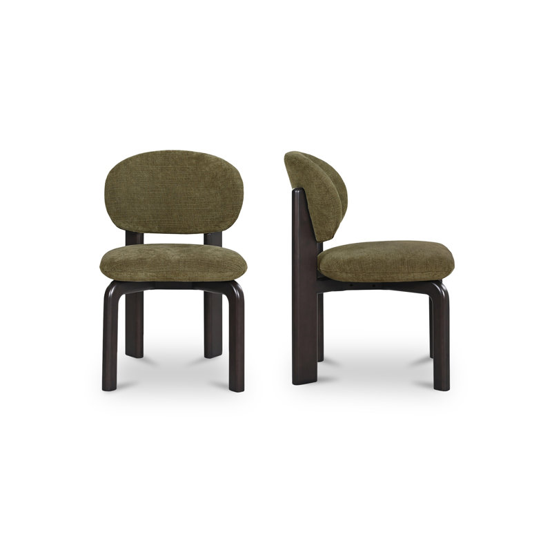Sami Dining Chair Brown Set Of Two, Dark Green