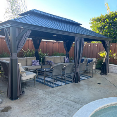 Grand pavillon de jardin mauve 12 pi x 24 pi avec double toit en acier galvanisé pour l'extérieur
