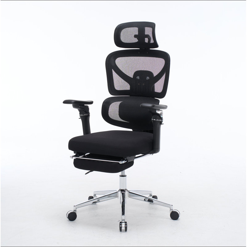 Fauteuil de bureau ergonomique avec support lombaire à massage, appui-tête 4D et accoudoirs 5D, dossier réglable haut et profondeur d'assise