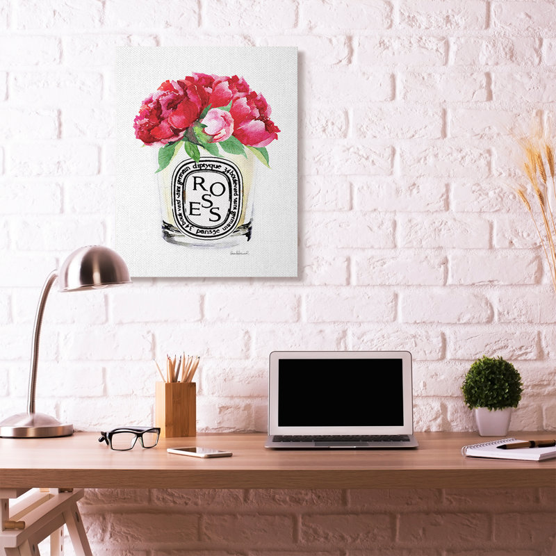 « mode stylisé rose fleur », art textuel, H 40 po x l 30 po, Toile tendue