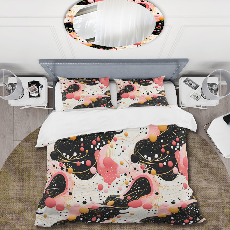 Ensemble de housse de couette Popart Dynamic Doodle Dots II, Housse de couette simple + 1 taie décorative stan