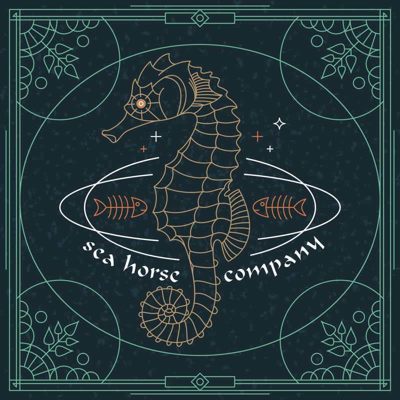 Sherborn Sea Horse Label - Wrapped Canvas Print, 51cm H x 51cm W x 3.8cm D