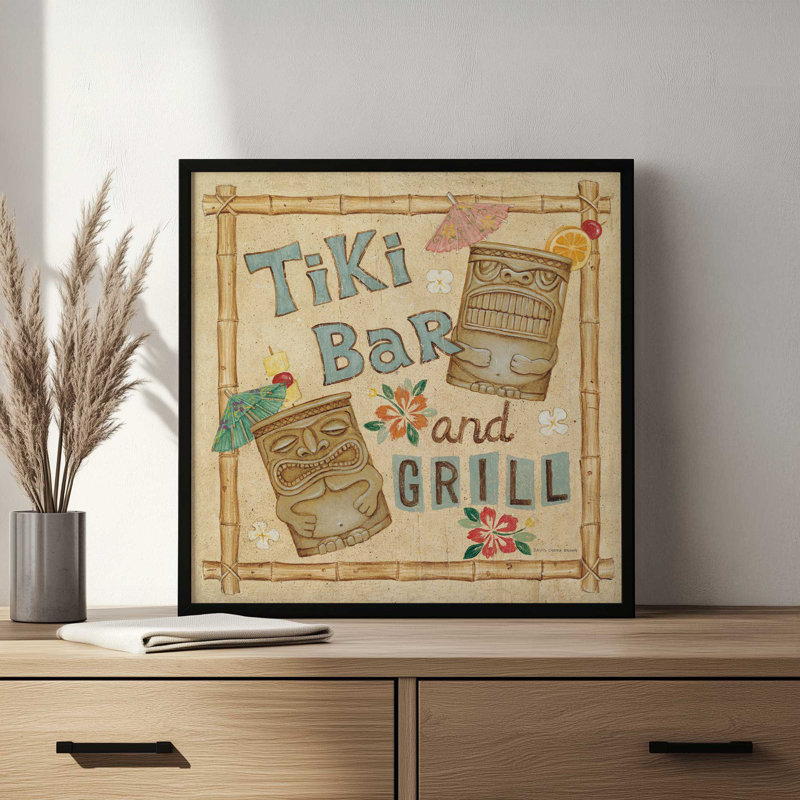 «Tiki Bar» par David Carter, reproduction d'art, H 20 po x l 20 po, Blanc