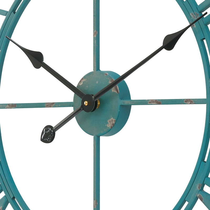 Oversized Roman Round Wall Clock, 27 Diameter, Sea Green