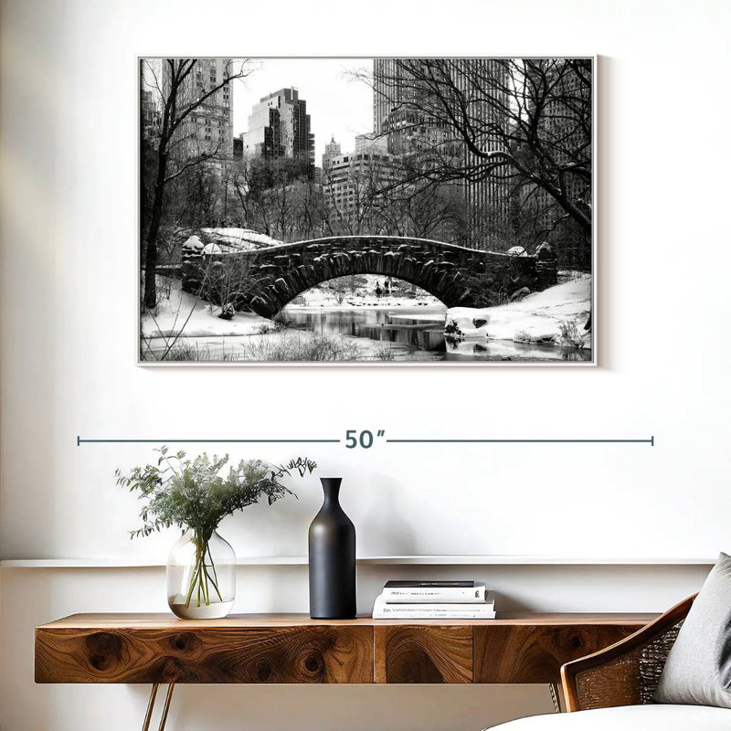 Central Park BW, Cadre flottant blanc, 40 po x 27 po