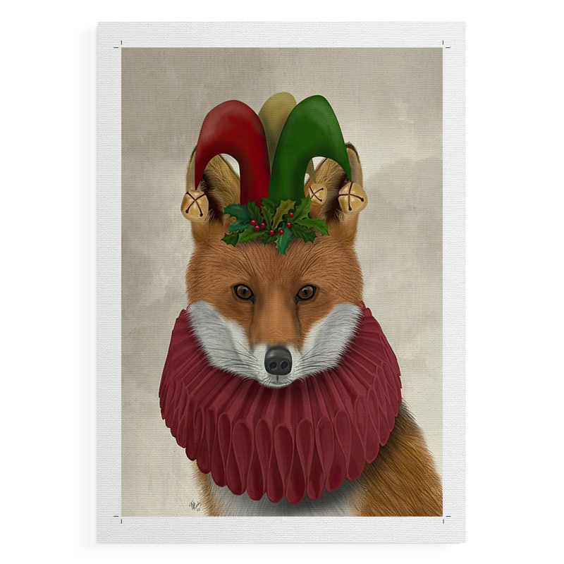 Christmas Foxy Christmas Fool -Canvas Print Only - NOT FRAMED, 18" H x 12" W