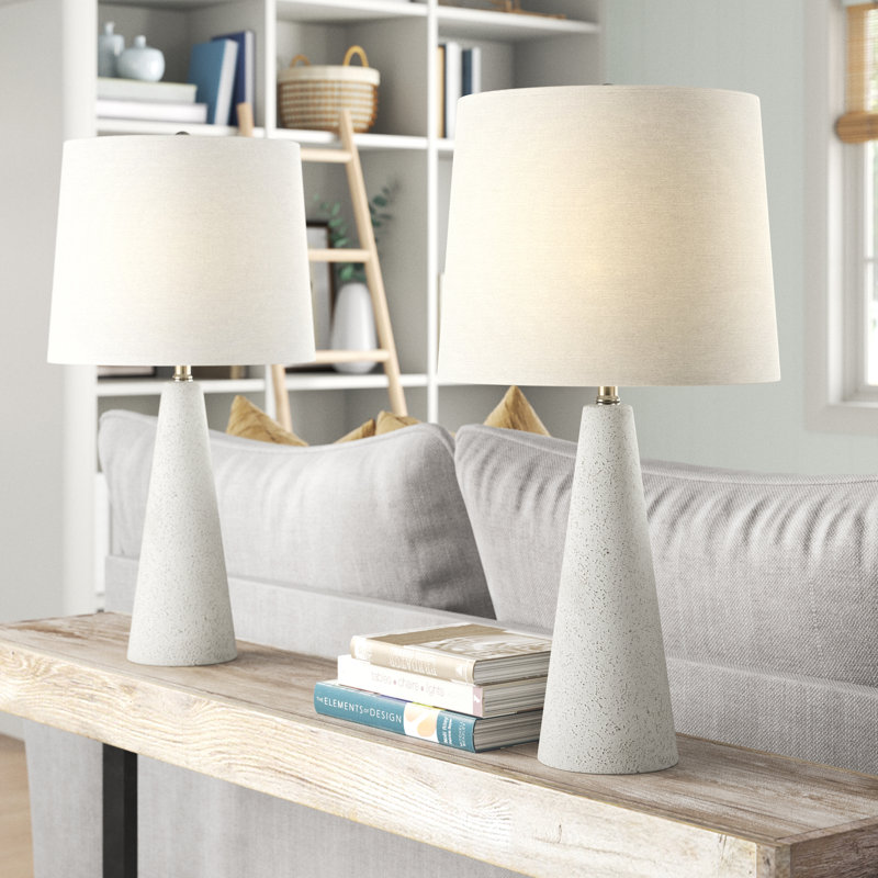 Lampe de table en céramique Prescott, Blanc, Blanc