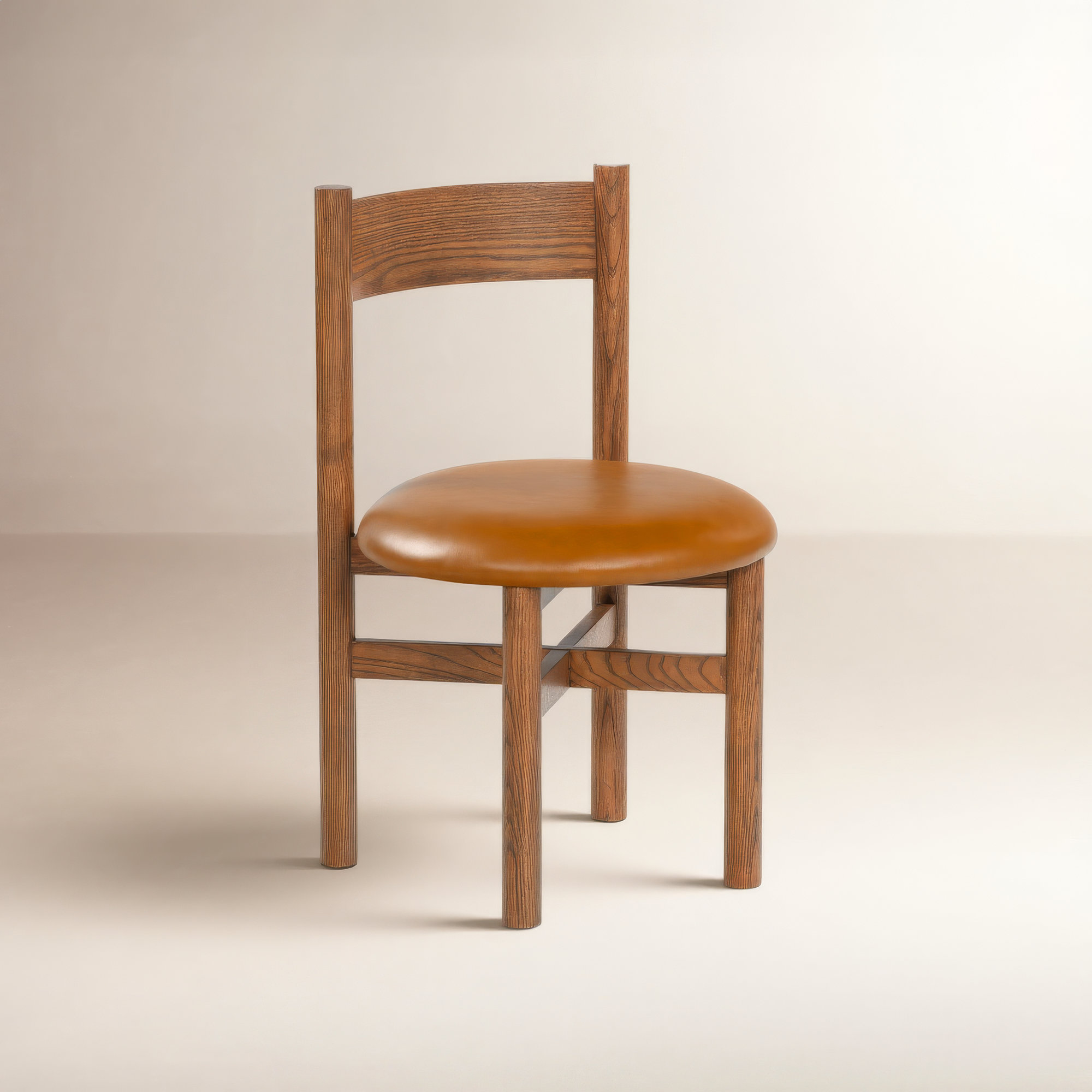 Zoyah Leather Dining Chair, Brown/Walnut