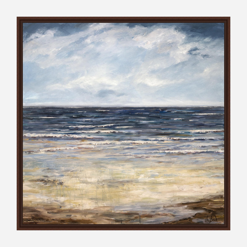 Emerald Sea - Artist Enhanced Canvas Print, Brown Framed Canvas, 40" H x 40" W x 1.75" D