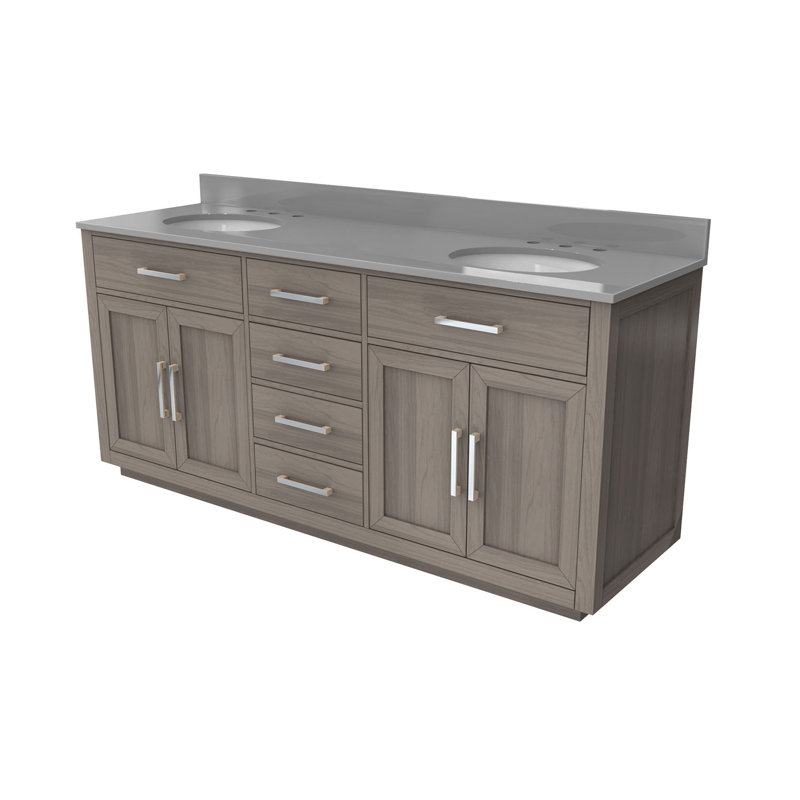 Dexterity 72" Double Bathroom Vanity Set, Gray Oak