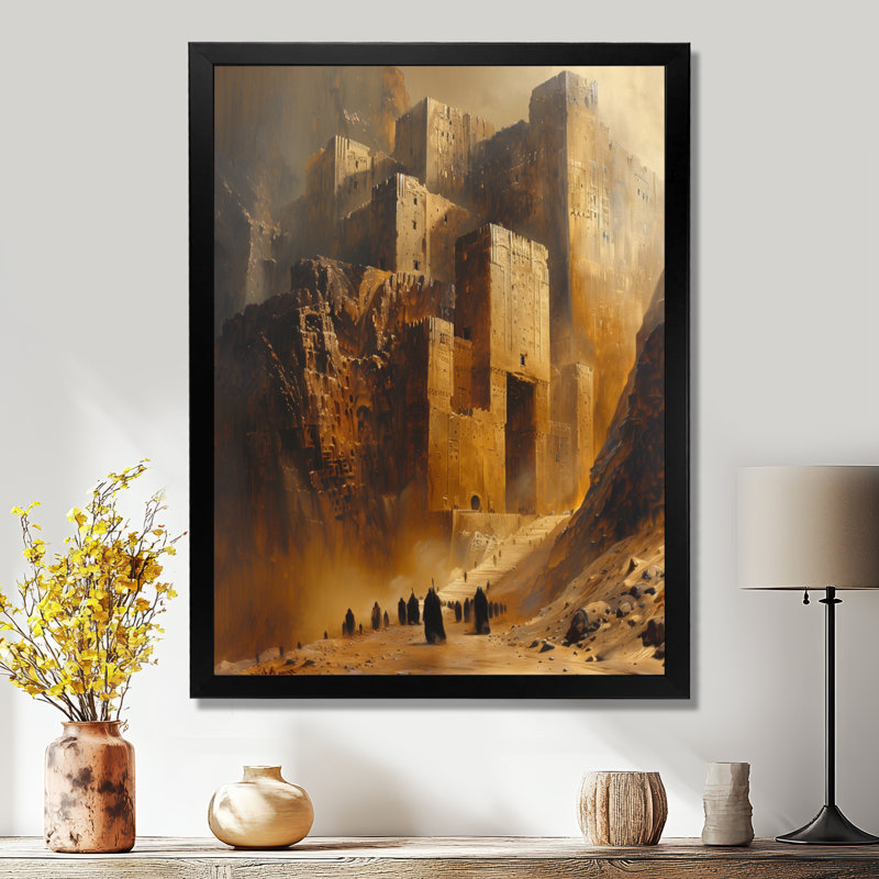 Mésopotamie Babylone, ancienne citadelle II - Fortress, art mural, H 32 po x l 16 po x P 1 po, Toile encadrée noire simple