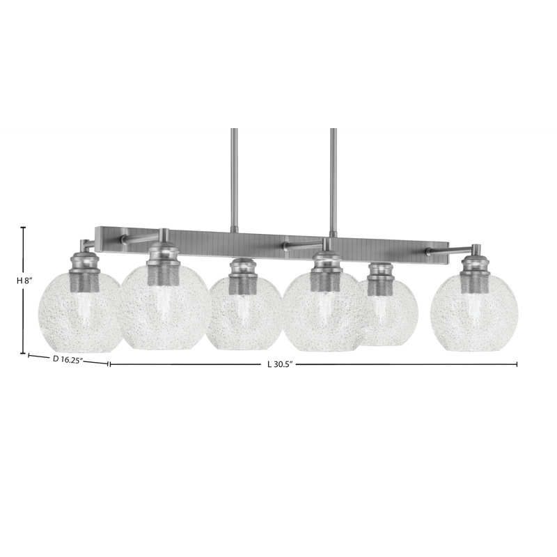 Edge 6 Light Bar With 5.75" Glass, Brushed Nickel, Smoke