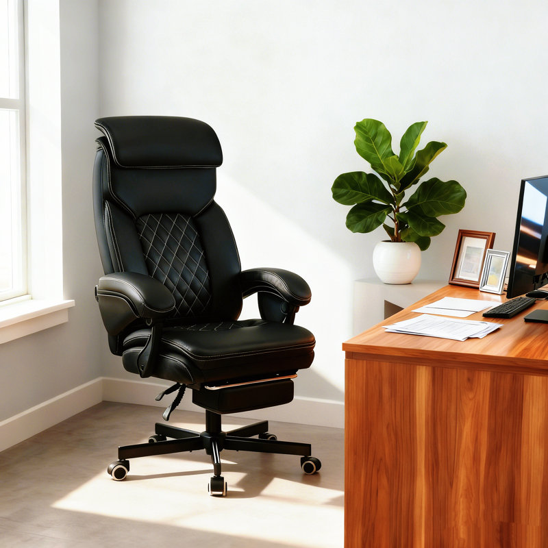 Leather  Ergonomic Executive Office Chair, Black