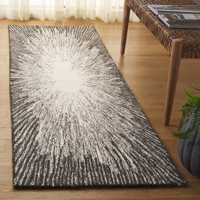 Heida Hand Tufted Wool/Cotton Rug in Charcoal/Ivory