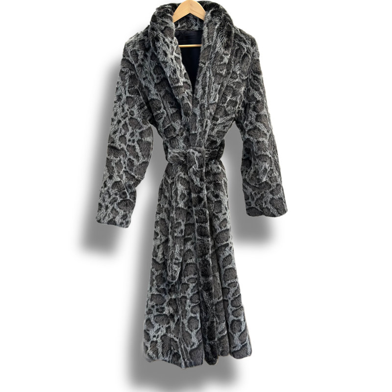 Manteau de luxe en fausse fourrure, S/M, Léopard noir