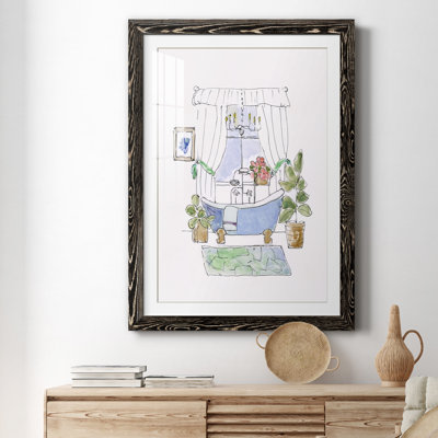 «Sketchy Bath III» - peinture encadrée
