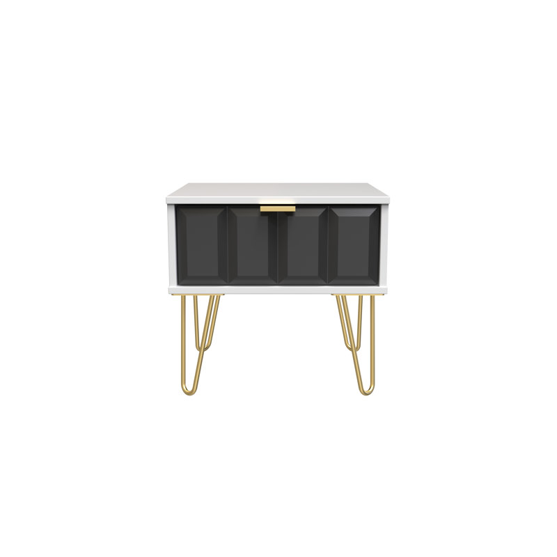 Allem 1 Drawer Bedside Cabinet (Ready Assembled), Graphite/White