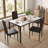 5-Piece Dining Table Set – Modern Kitchen Table with Faux Marble Top & Black PU Leather Chairs, Space-Saving Design for Small Spaces, Easy Assembly-1196137893