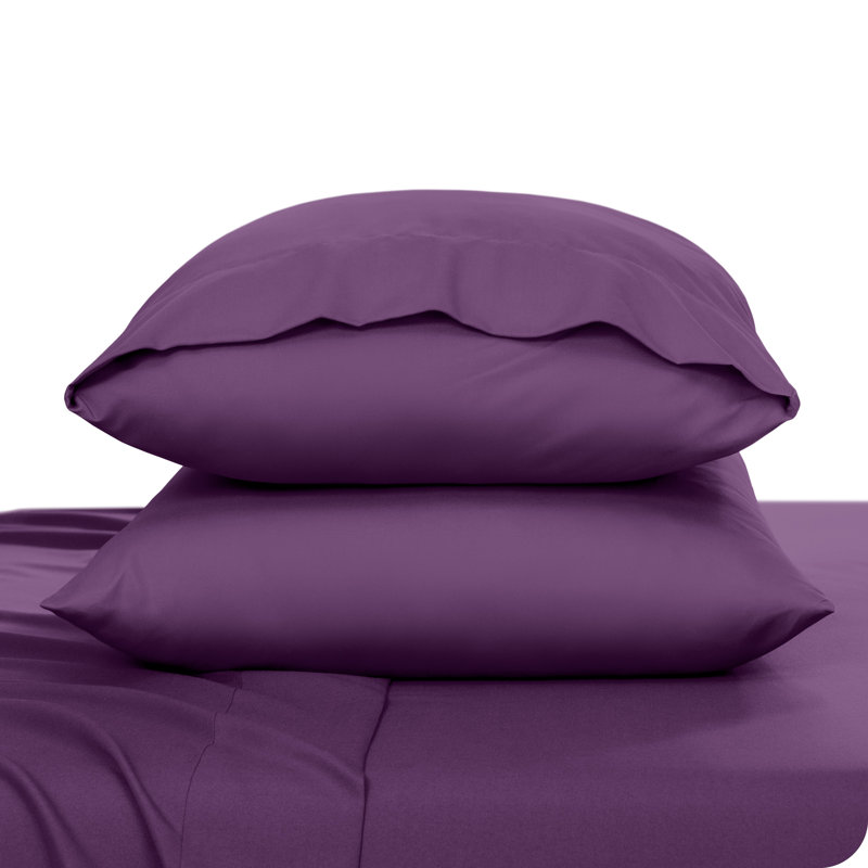 Microfiber Pillowcase Set Envelope Closure, Queen Pillow Case, Plum
