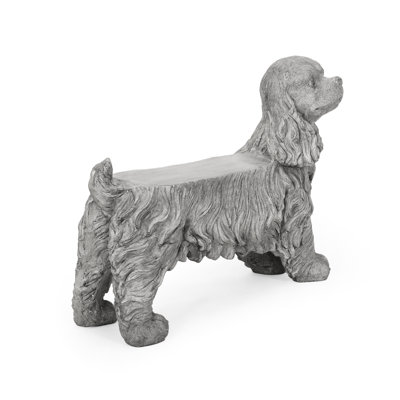 Dog Outdoor Decoration - Decorate Your Garden With Flair Made From Cast Stone Adorable Intricate Details And Fine Hair Weather- Gray Finish 24.07 In. Height, 10.72 Width, 31.61 Depth Statue Bench Add