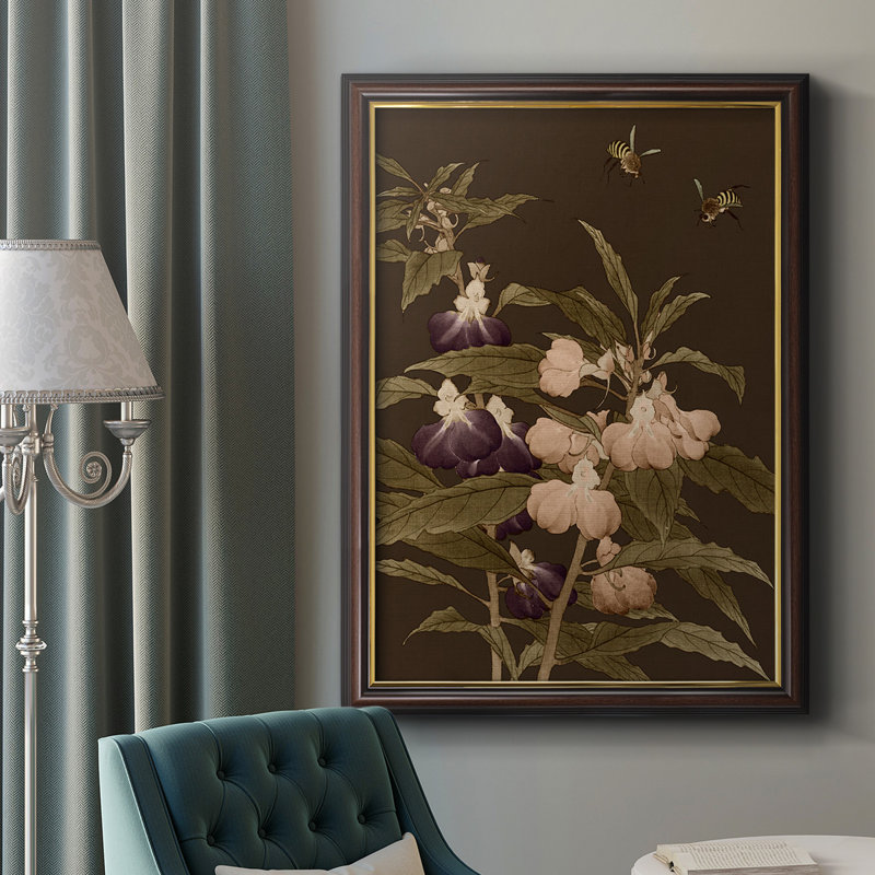 Asian Brocade IV - Peinture sur toile encadrée, H 27 po x l 18 po x P 2,5 po