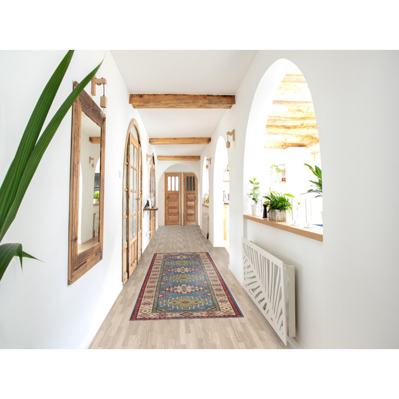 Tapis de couloir Kazak bleu clair 3 x 10