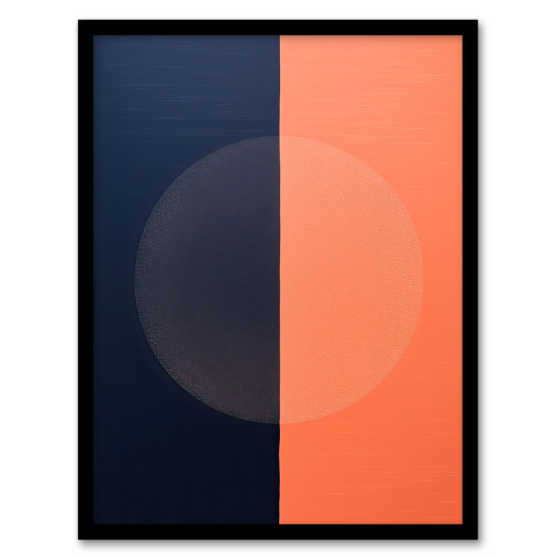 Pumpkin and Blue Slate Abstract Minimalist Geometric 1 Piece Single Picture Frame Wall Art
