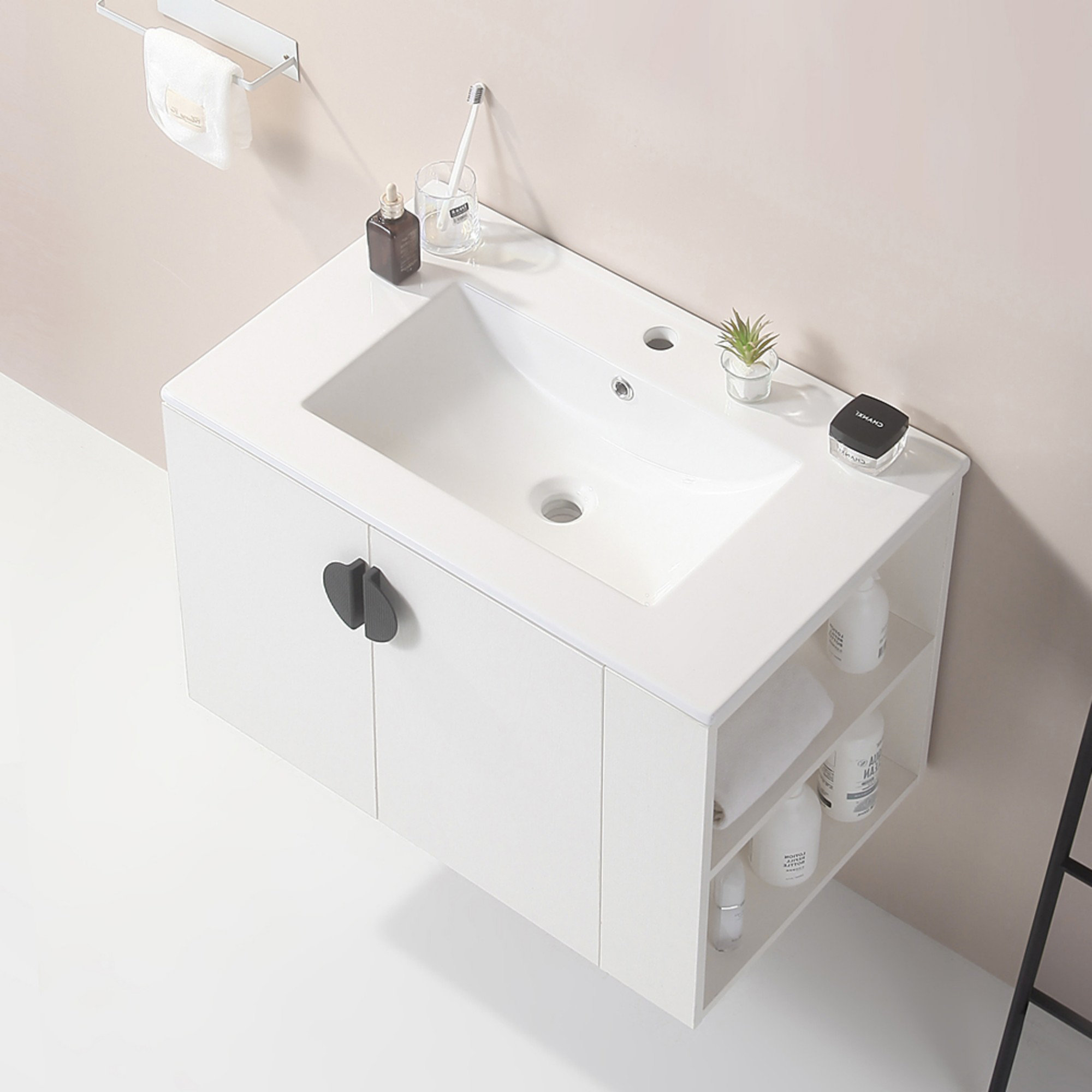 Ebern Designs Bathroom Vanity with Ceramic Basin and Soft Close Door ...