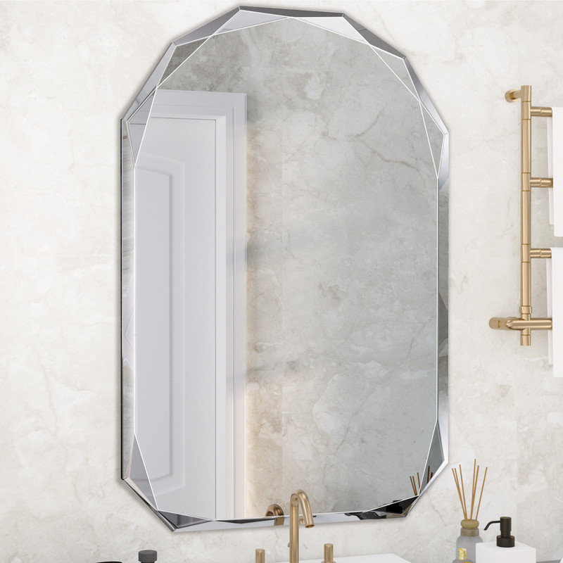 Miroir de salle de bain sans cadre, miroir sans cadre à bord biseauté pour salle de bain, salon, entrée de maison, miroir mural élégant