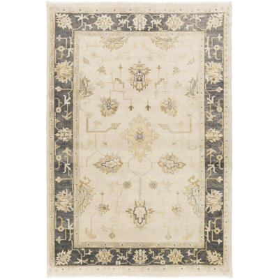 Istanbul Hand Knotted Wool Vintage Look Area Rug in Beige