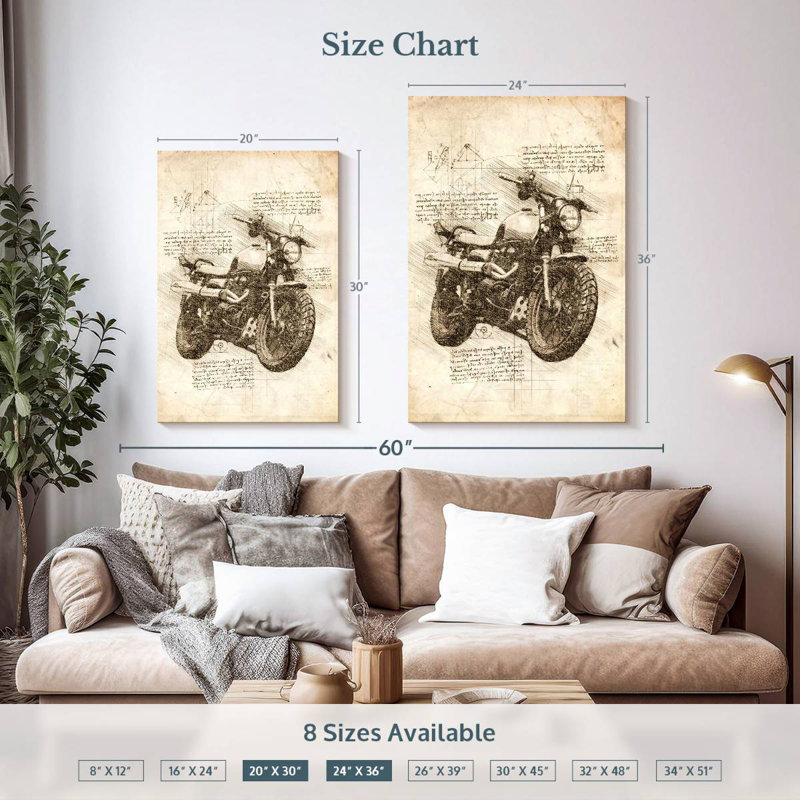 Laelle Old Motorcycle Sepia, 36" H x 24" W