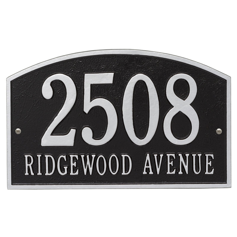 Legacy 2-Line Wall Address Plaque, Black / Silver, Yes