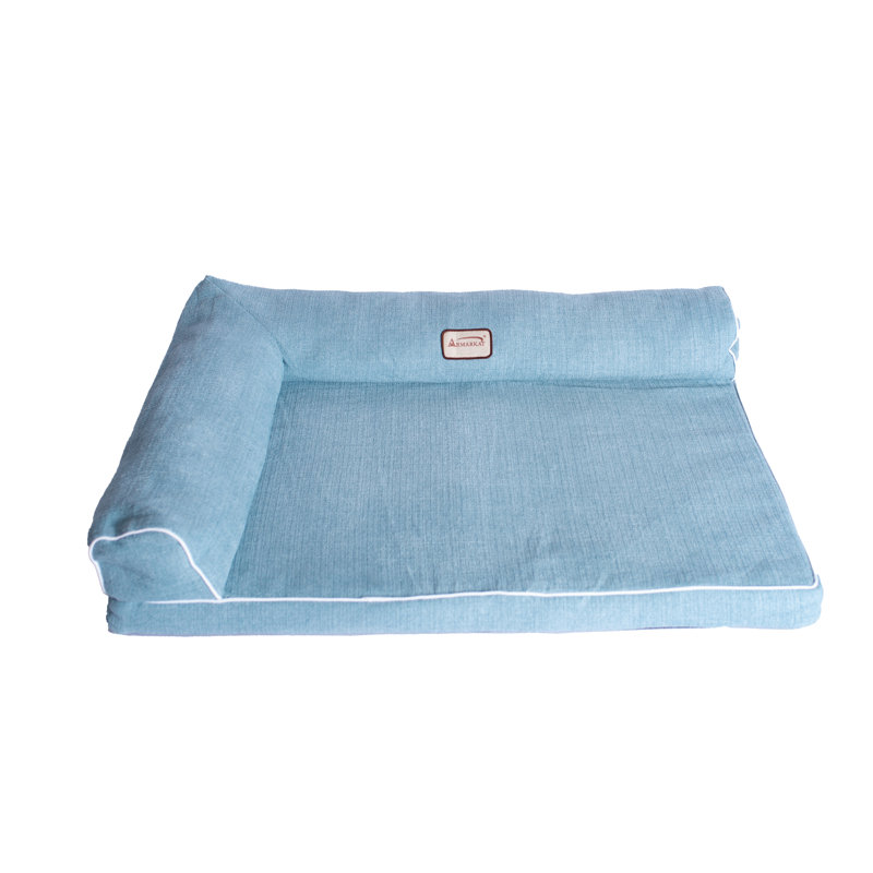 Medium Blue Orthopedic Polyester Pet Bed with Bolster