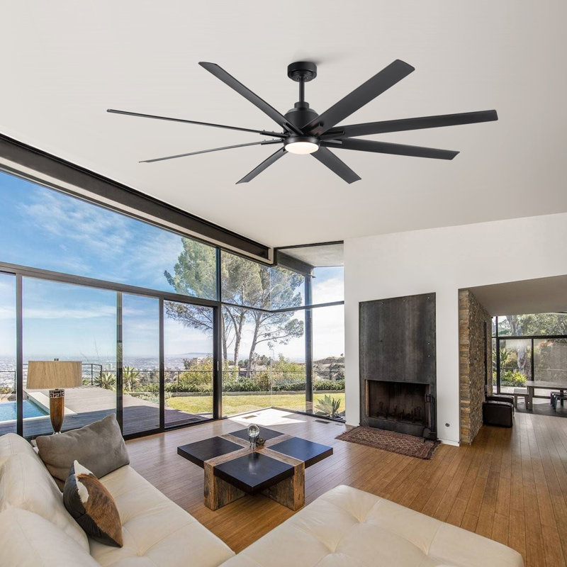 Oversized Windmill - Blade Modern Farmhouse Standard LED Ceiling Fan with Remote Control and Light Kit Included, 72"