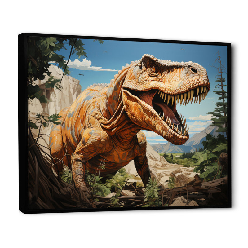 «Dinosaur Prehistoric Legacy Pastoral III», reproduction sur toile, H 12 po x l 20 po x P 1 po, Cadre flottant noir