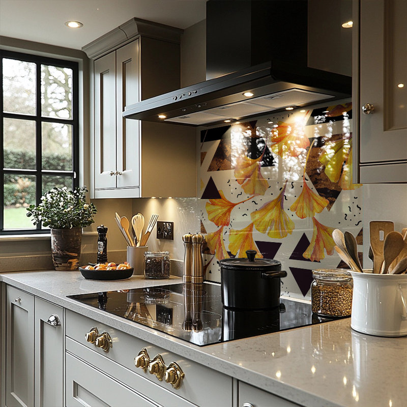 Flowers And Triangles Splash Back, 70cm L x 50cm W