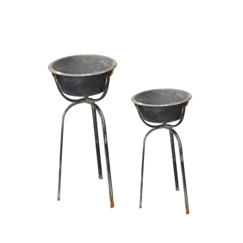 Ensemble de pot de fleurs en métal 2 pièces