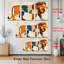 Tableau abstrait géométrique de lion sur toile tendue (lot de 3)-1957659044