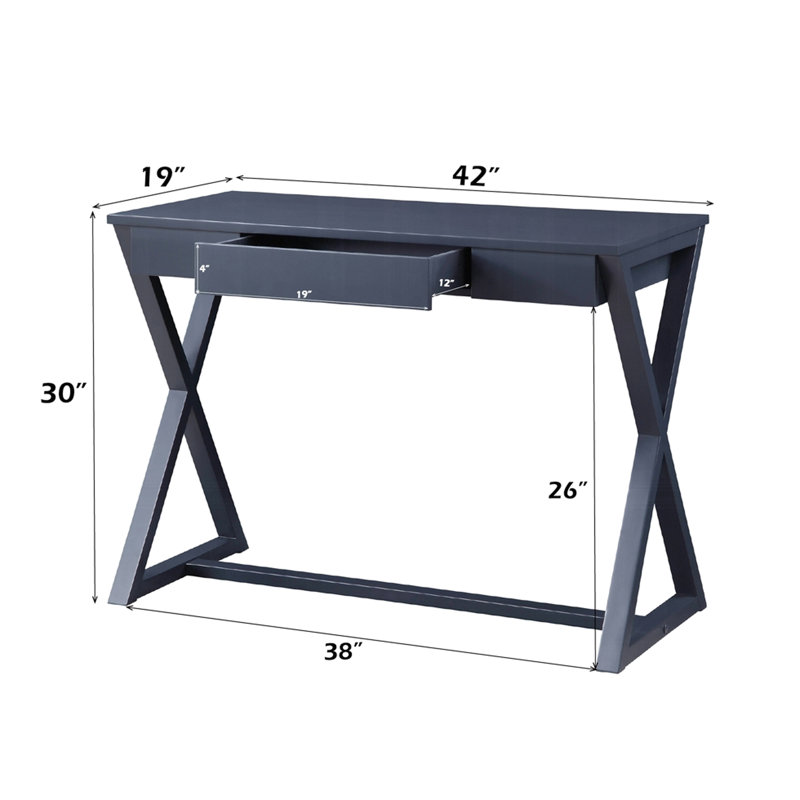 Console rectangulaire en anthracite, extension aux 2/3, anglais, base pour bureau et rangement