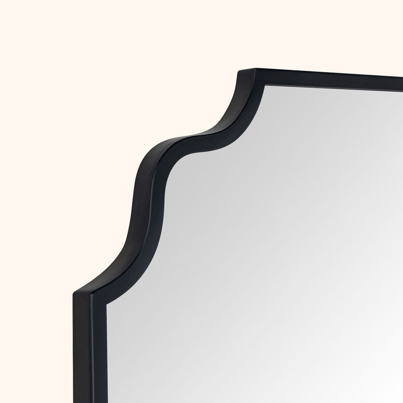 Miroir de salle de bain noir festonné 32 x 24 pouces à placer au-dessus du lavabo, miroir asymétrique noir mat pour coiffeuse